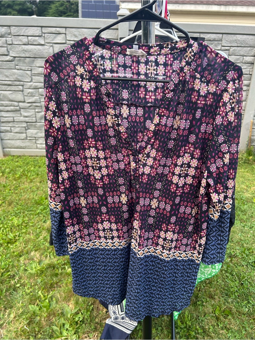 Siren Lily Floral Patchwork Tunic in Purple, Pink, Blue